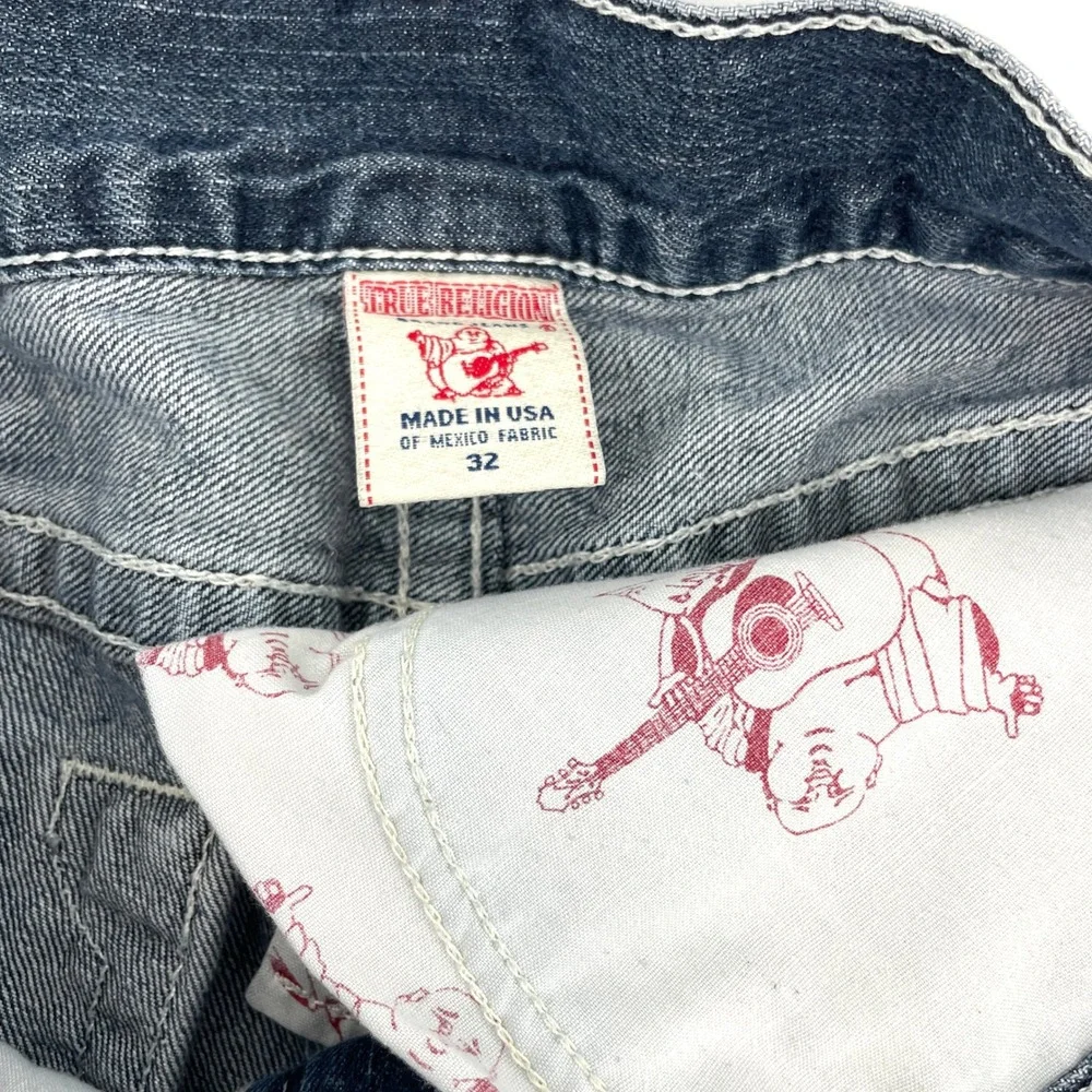 True Religion Bobby Mens 34 (Fits 32) Denim Jean Shorts Dark Wash Cut Off USA‎